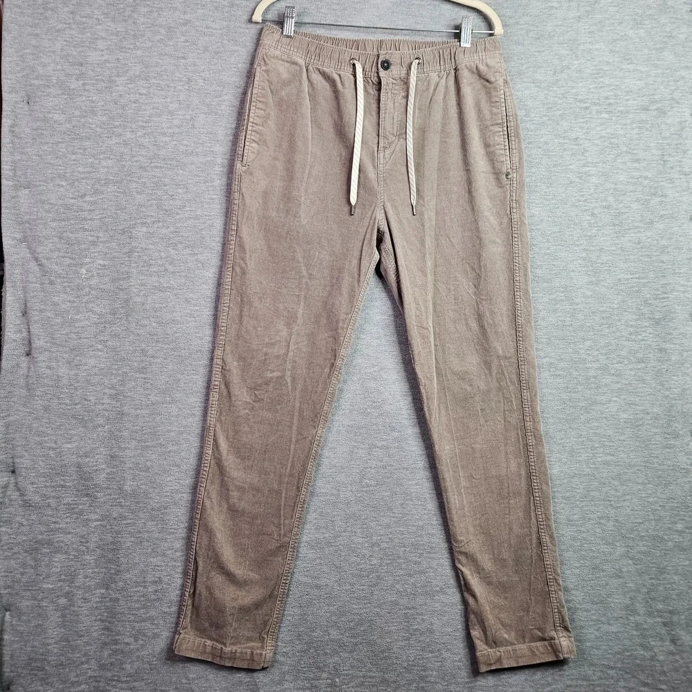 Vuori Men's Corduroy Pants Size L Taupe Elastic Waist Drawstring Casual